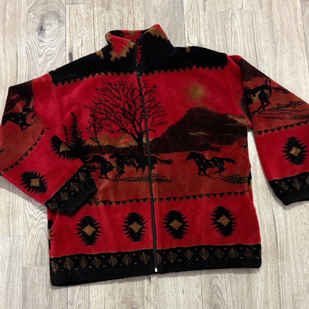 Red and Black Western Fleece Jacket
